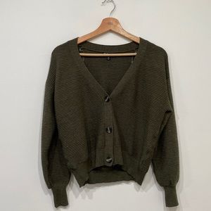 Cropped Green Cardigan